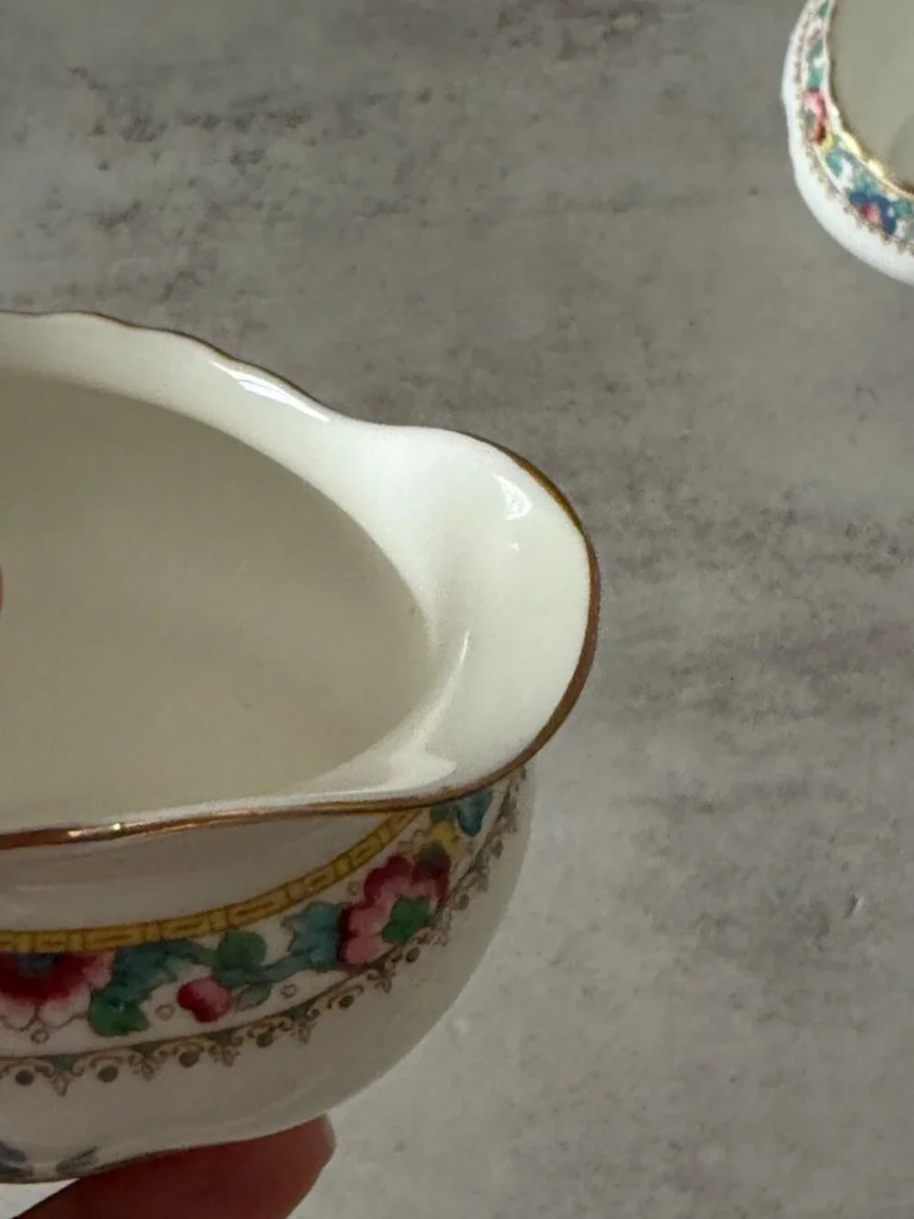 Vintage Coalport Ming Rose Scalloped Bone China Open Sugar Creamer Set England